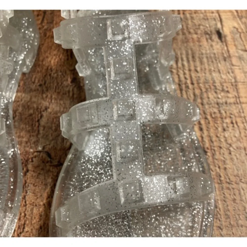 Steve Madden Kids‎ JTRIPPER Clear Glitter Jelly Gladiator Sandals Size 12 NEW